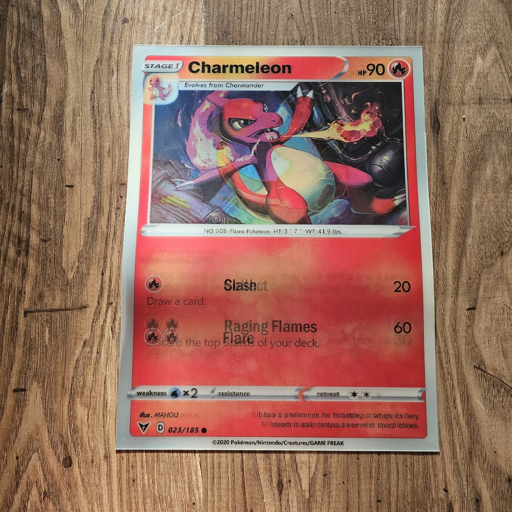 Giant Holographic Pokemon Charmeleon Trading Card - Shows 3 Different Images